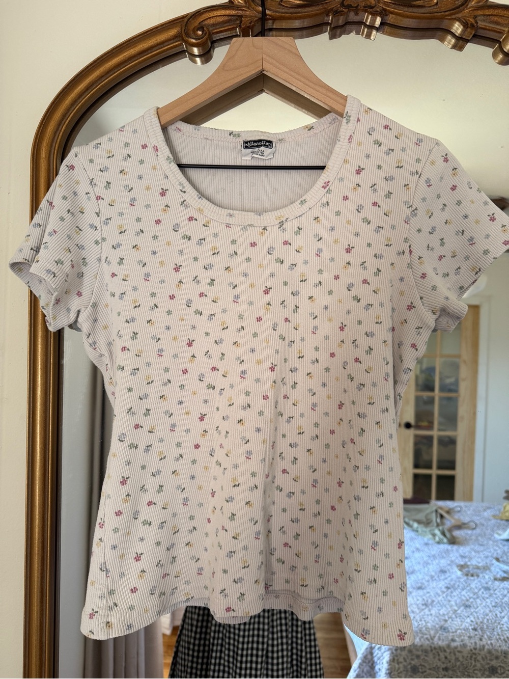 100% Cotton Vintage Floral Ribbed T